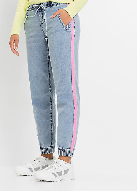 Blue jeans with sales pink stripe