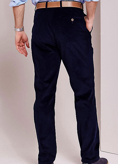 Pleat Front Cord Trousers by Cotton Traders