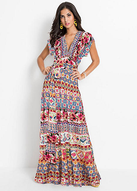 plunging v neck maxi dress