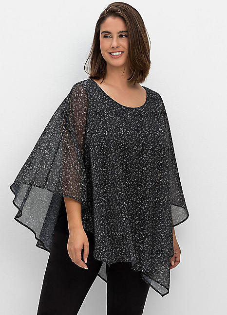 Poncho Style Print Tunic by Sheego