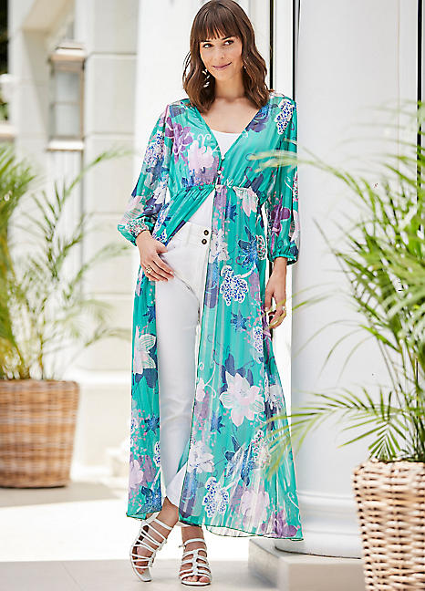 Print Longline Kaftan Top by Kaleidoscope