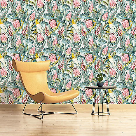 Rainforest Escape Green Pink Wallpaper by Arthouse