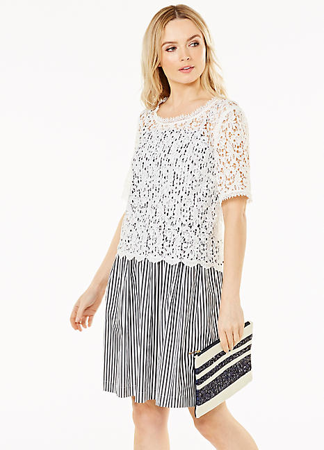 white lace top dress