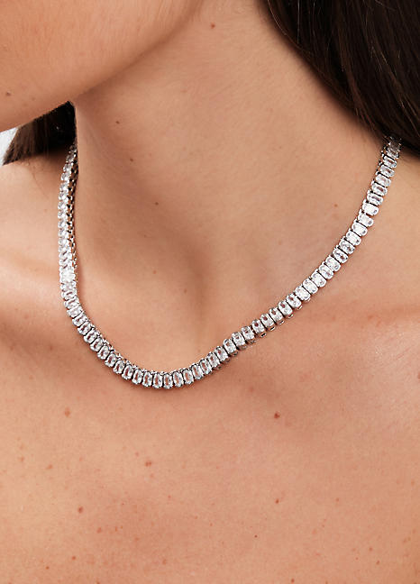 Collana premium rich cream New ③ Rhodium Plated Cubic Zirconia Allway Necklace by Jon Richard