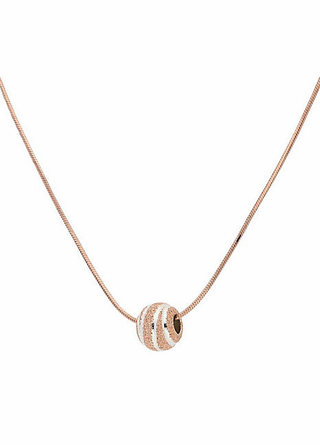 Rose Gold Plated Sterling Silver Necklace With Ball Pendant By Firetti Look Again - Silver Chain With Ball Pendant Rose Gold Plated Sterling Silver Necklace With Ball Pendant By Firetti Look Again - Silver Chain With Ball Pendant