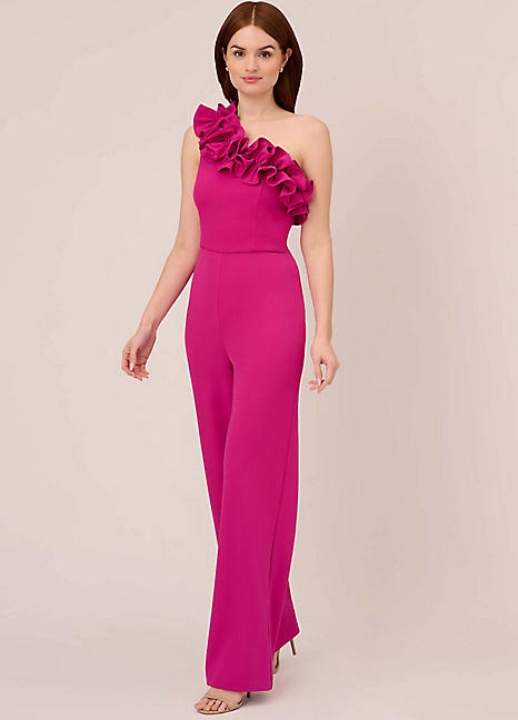 Ruffle Crepe Jumpsuit by Adrianna Papell