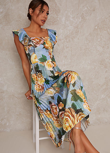 Ruffle Floral Print Midi Dress by Chi ...
