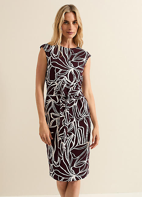 Sabrina Jersey Abstract Tie Midi Dress by Phase Eight Look Again