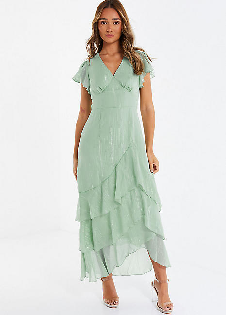 Warehouse chiffon tiered 2025 maxi dress