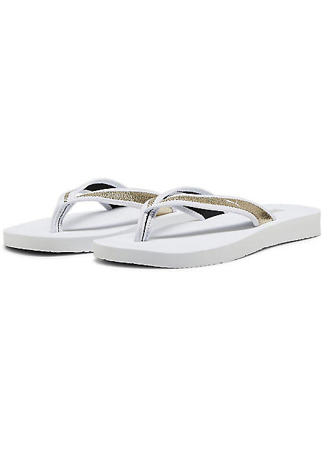 Sandy Flip Metallic Shine Toe Separator Flip Flops by Puma Look Again