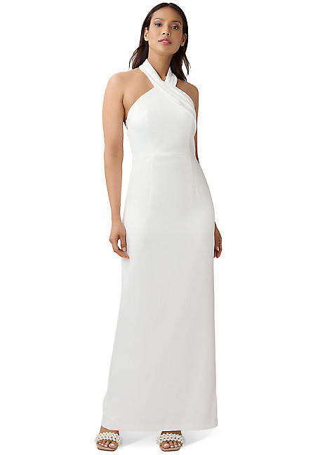 Satin Crepe Column Gown by Adrianna Papell Look Again