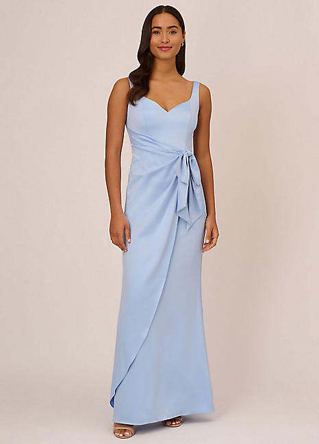 Satin Crepe Tie Waist Gown by Adrianna Papell