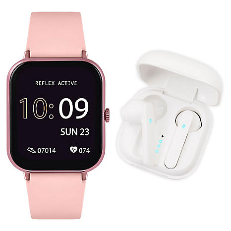 Series 17 Pink Strap Smart Watch & True Wireless Sound Earbud Set by Reflex  Active