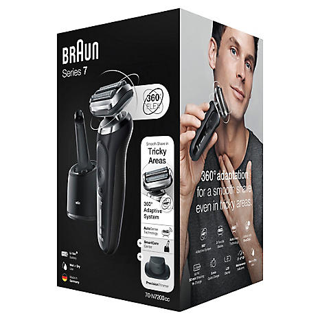  Braun Series 7 Electric Shaver for Men with, Precision Beard  Trimmer, Wet and Dry, SmartCare Center, Rechargeable, Cordless Foil Razor,  Black, 70-N7200cc