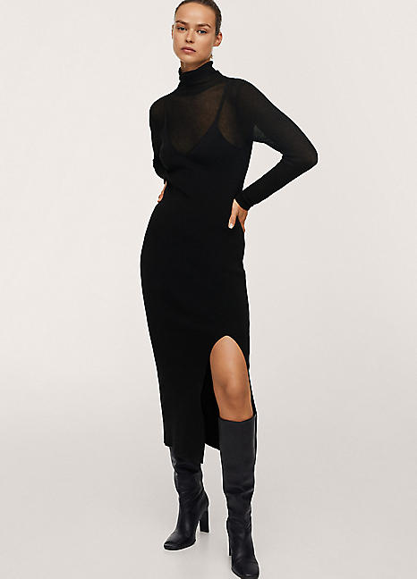 mango black knit dress