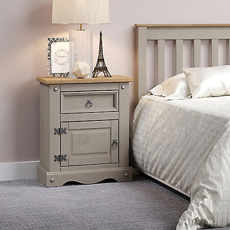 Sierra Grey Pine Small Bedside Cabinet