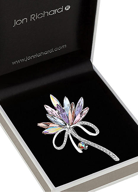 Silver Plated Crystal Navette Decorative Brooch Gift Boxed by Jon Richard Look Again