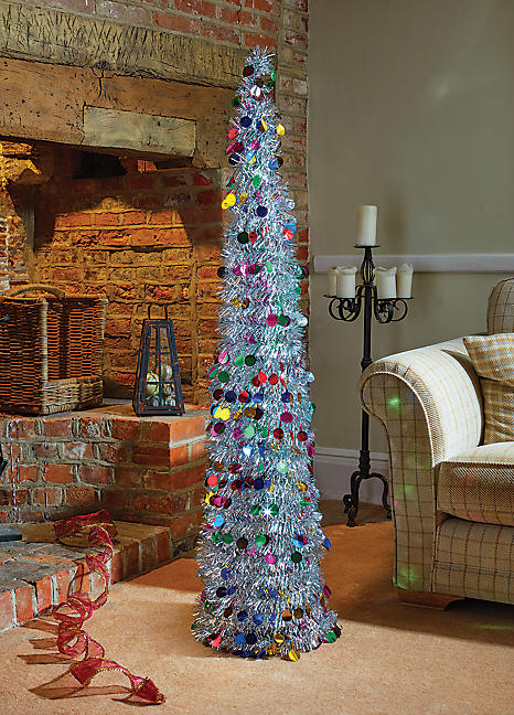 Prop Up Tree Pop Up Christmas Tree Silver Collapsible Lighted Slender Tinsel