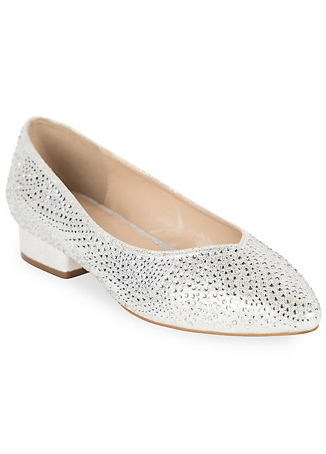 silver block heel court shoes