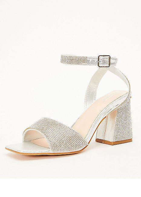 Quiz silver deals heeled sandals