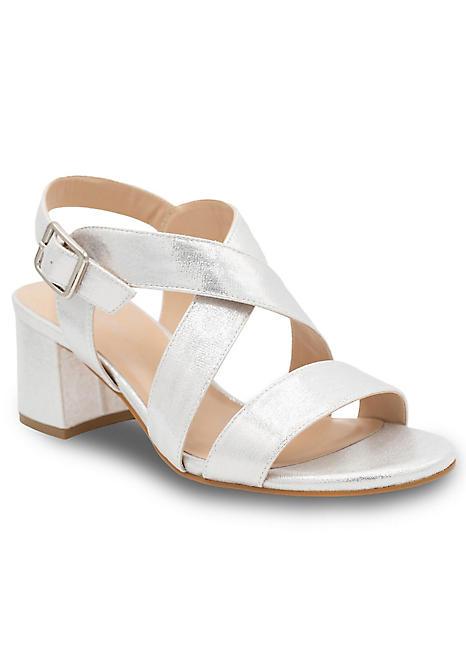 Silver sandals small on sale heel