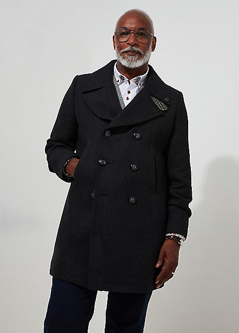Ax Grey Pea Coat Mens Mens Coat Armani Exchange A|X Wool