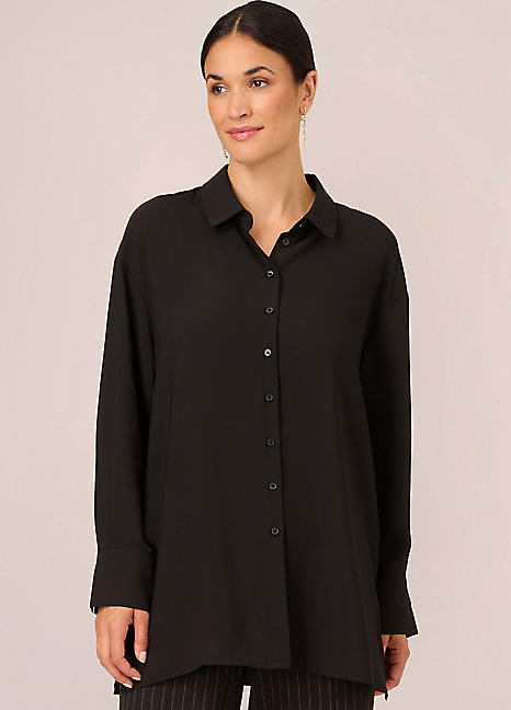 Solid Button Front Tunic Woven Top by Adrianna Papell