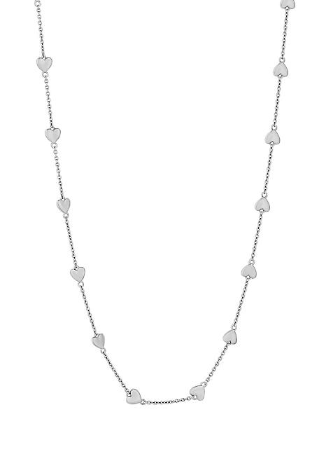 Sterling Silver 925 Polished Heart Station Necklace by Simply Silver