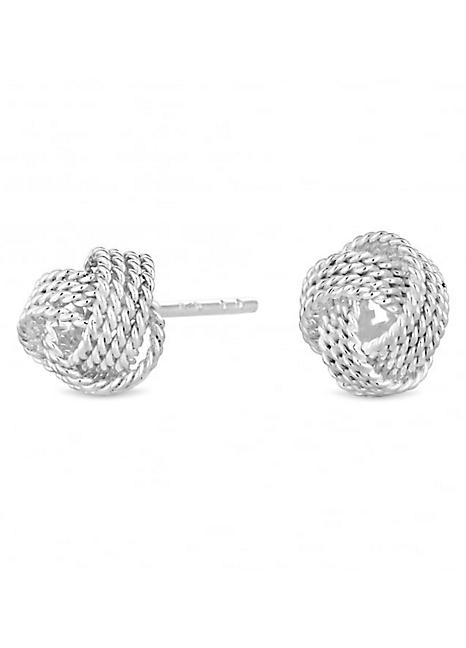 Silver Knotted rope stud earrings