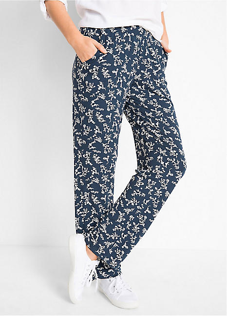 Straight Leg Printed Jersey Trousers by 