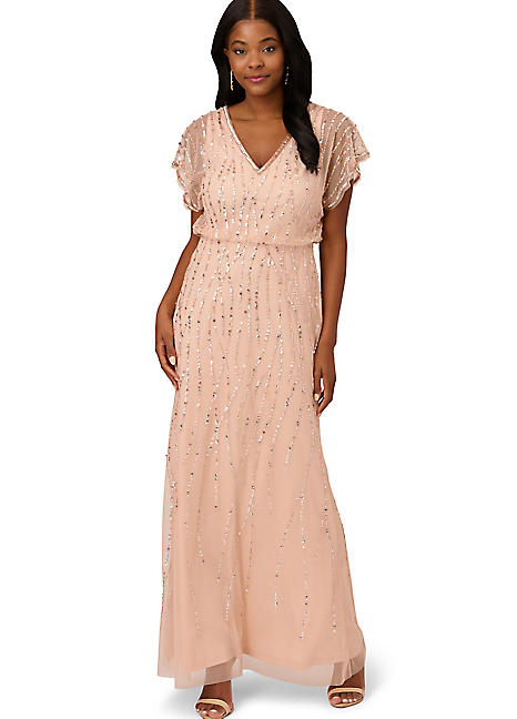 Adrianna papell outlet pink beaded gown