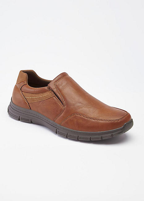 Tan Comfort Slip On Shoes by Cotton Traders