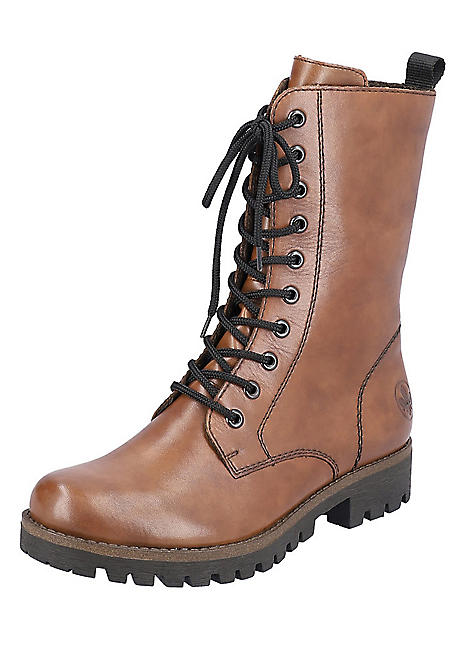 Tan Lace Up Mid Boots by Rieker Look Again