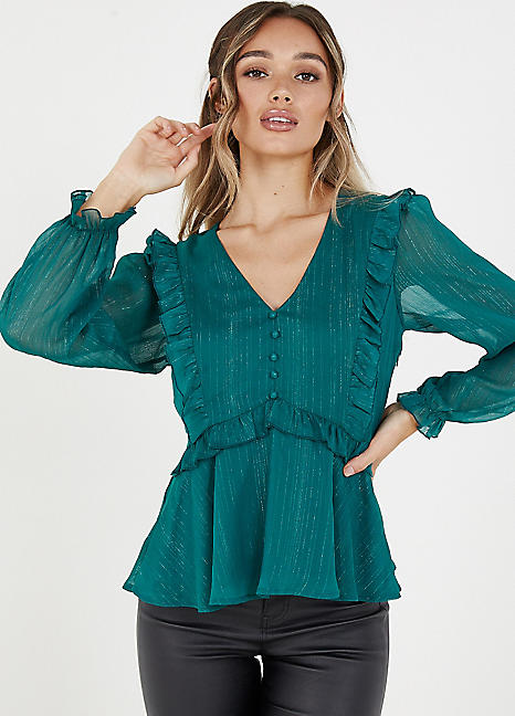 teal chiffon top