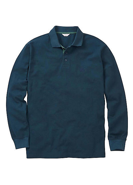 Cotton traders long outlet sleeve polo shirt