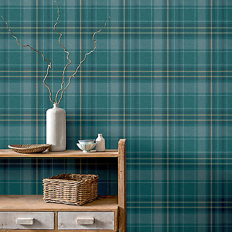 Heritage Plaid by Graham & Brown - Grey - Wallpaper : Wallpaper Direct