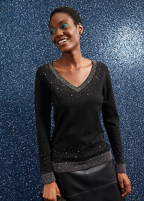 v neck sparkly jumper