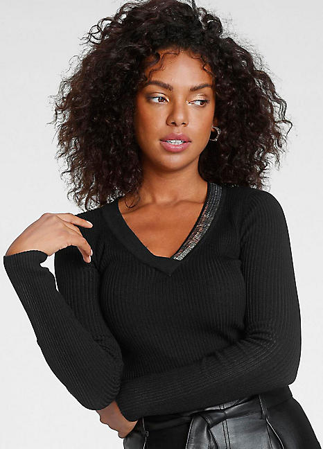 black jumper with sequins