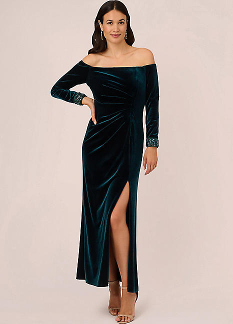 Velvet Off The Shoulder Gown by Adrianna Papell Look Again