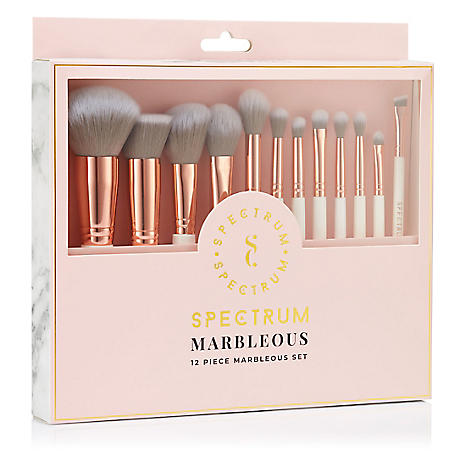 White Marbleous 12 Piece Makeup Brush Set by Spectrum | Again