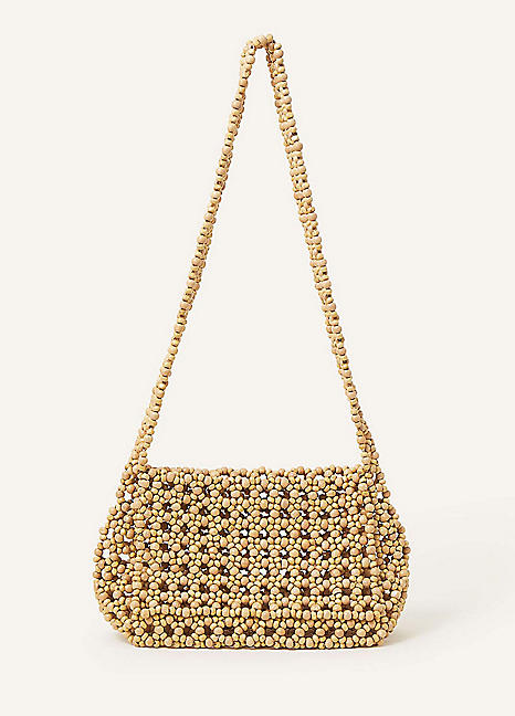 Metallic beaded shoulder on sale bag