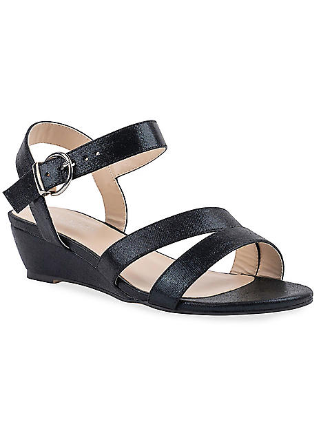 Wide fit best sale black wedge sandals