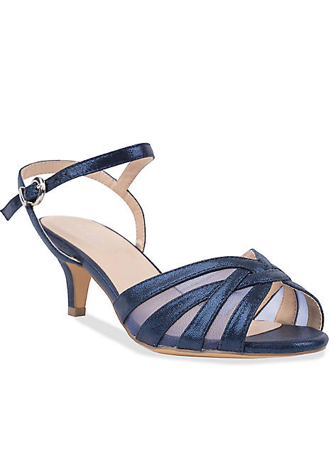 Navy blue 2025 kitten heel sandals