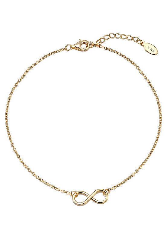 18ct Gold Plated Sterling Silver Belcher Chain Infinity Adjustable Anklet by For You Collection
