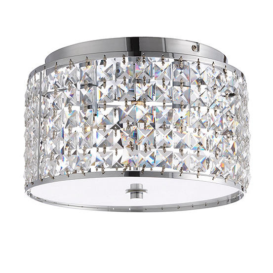 3 Light Crystal Glass Flush Ceiling Light