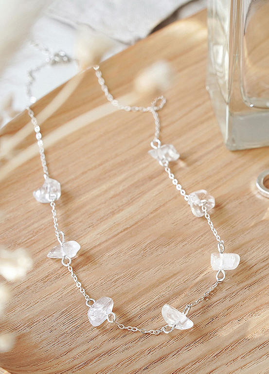 925 Sterling Silver Raw Quartz Stone Crystal Necklace by Xander Kostroma
