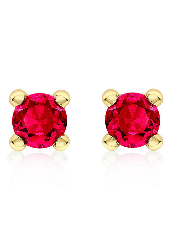 9ct Gold Magenta July Birthstone Stud Earrings by Tuscany Gold