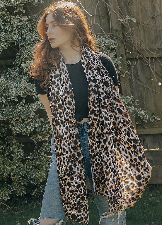 All Over Hand Painted Leopard Print Viscose Scarf by Xander Kostroma