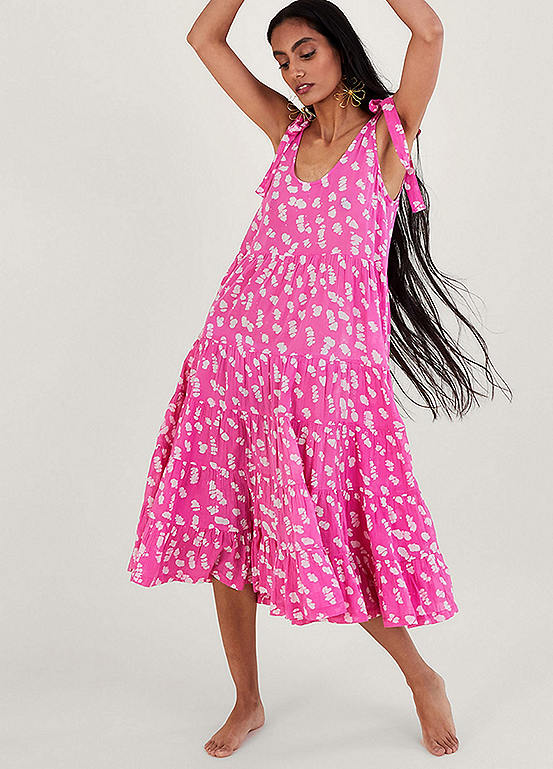 Batik Print Tiered Midi Dress by Monsoon | Look Again