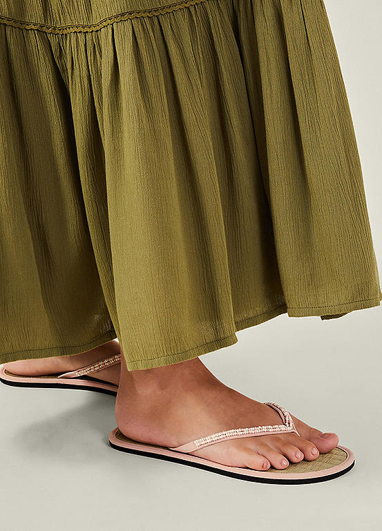 Beaded Seagrass Flip Flops by Accessorize Look Again